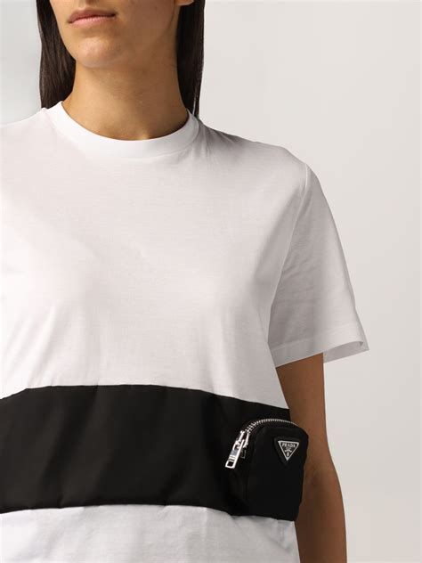 prada women tshirt|Prada nylon cold shoulder top.